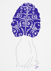 Black Morel in Bright Blue & Silver