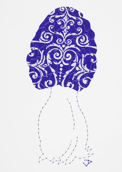 Black Morel in Bright Blue & Silver