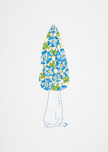 Conical Black Morel in Blue Morning Glories
