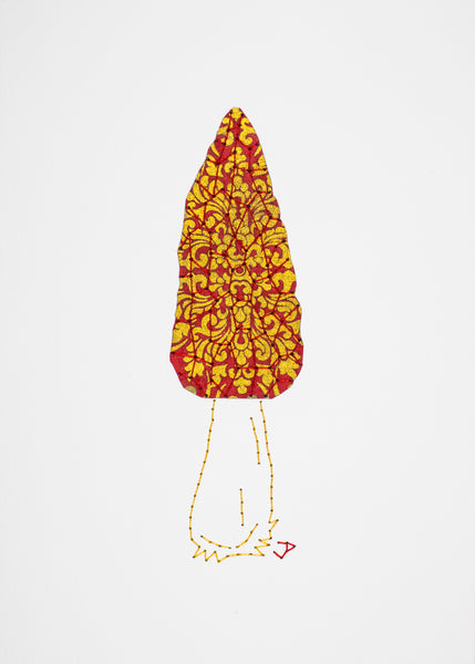 Conical Black Morel in Red & Gold