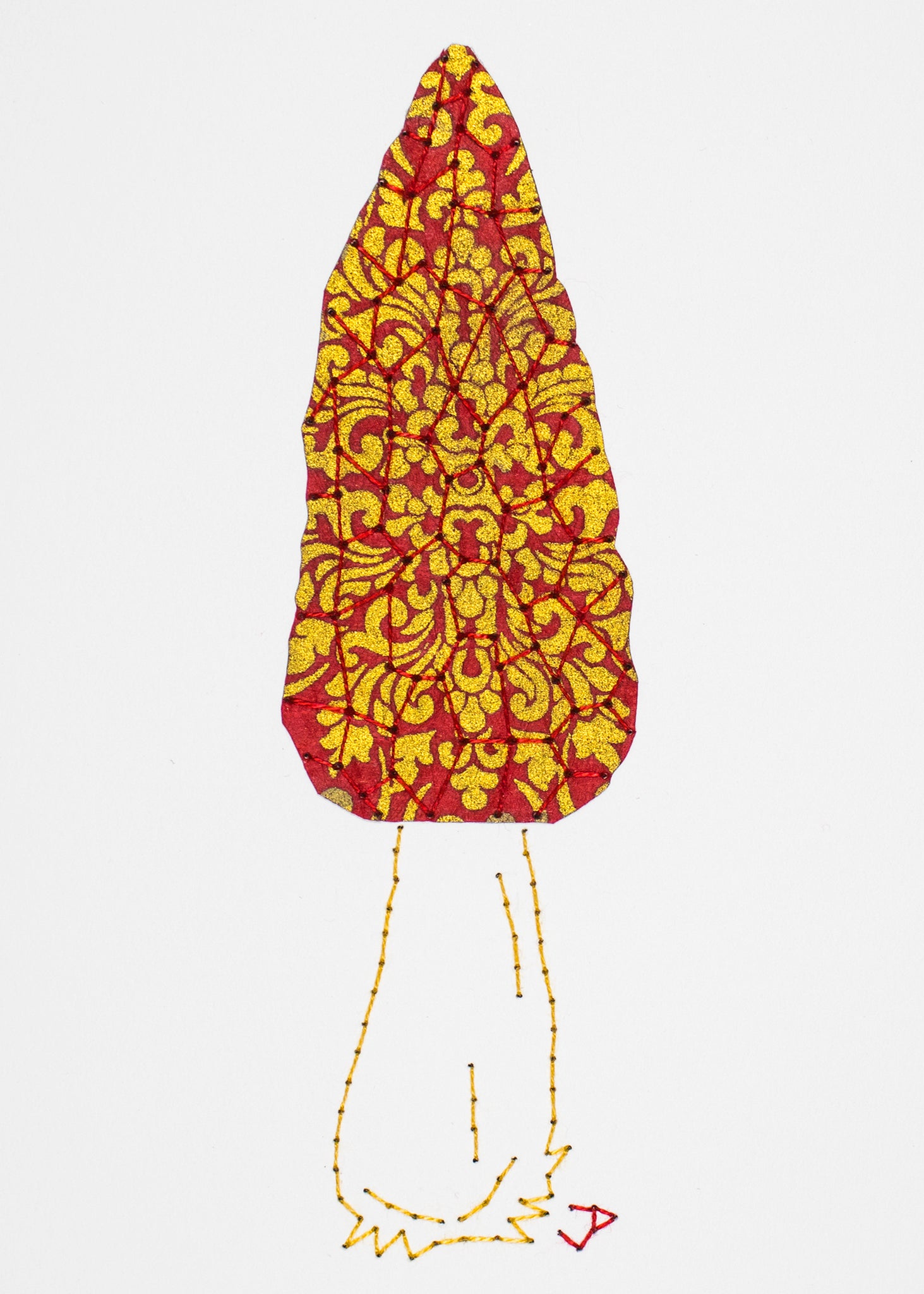 Conical Black Morel in Red & Gold