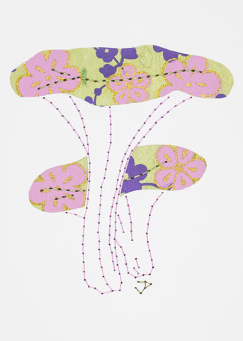 False Chanterelle in Mauve and Purple Flowers on Lime