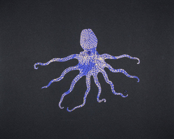 Octopus in Gold and Periwinkle