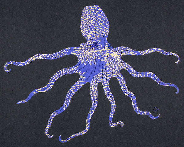 Octopus in Gold and Periwinkle