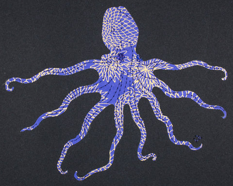 Octopus in Gold and Periwinkle