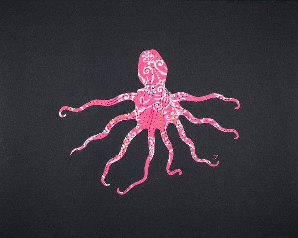 Octopus in Silver & Pink Filigree