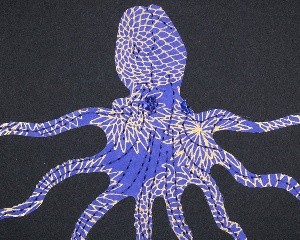 Octopus in Gold and Periwinkle