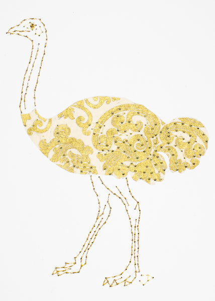 Ostrich in gold and cream