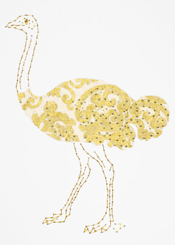 Ostrich in gold and cream
