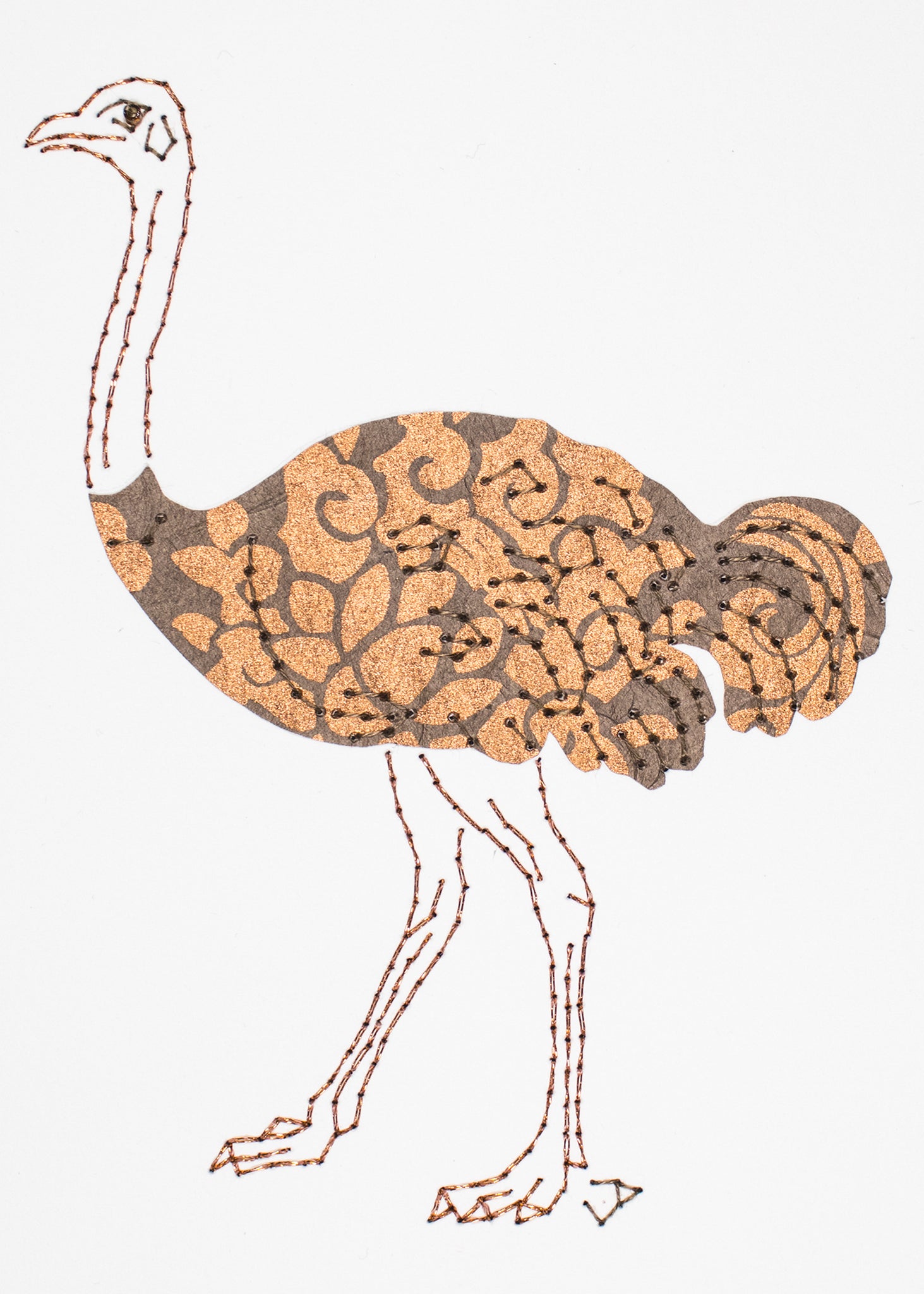Ostrich in copper and brown