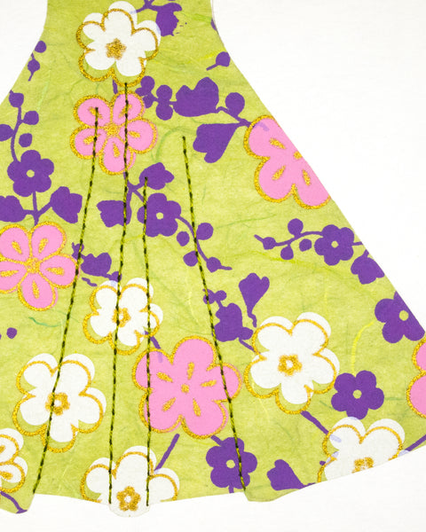 Pinup #019: Pinup dress in pink and purple flowers on green