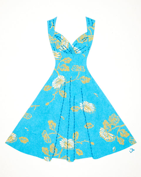 Pinup #026: Pinup dress in turquoise with flowers