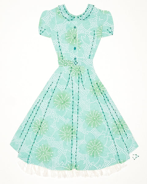 Pinup #029: Pinup dress in pale green and white with crinoline