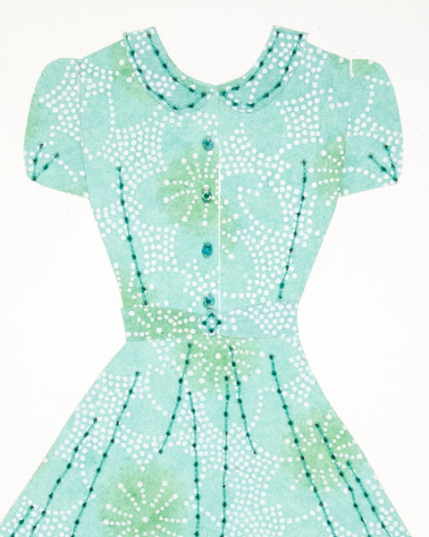 Pinup #029: Pinup dress in pale green and white with crinoline