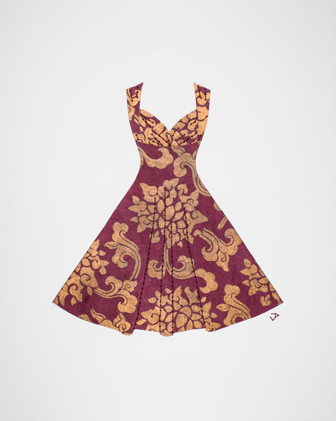 Pinup #034: Pinup dress in wine and copper