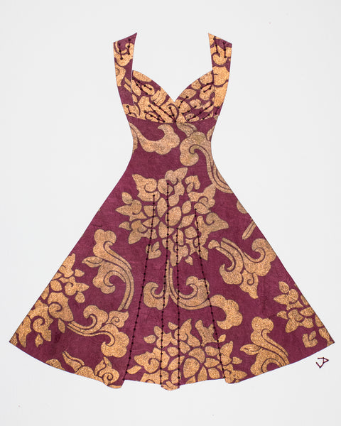 Pinup #034: Pinup dress in wine and copper