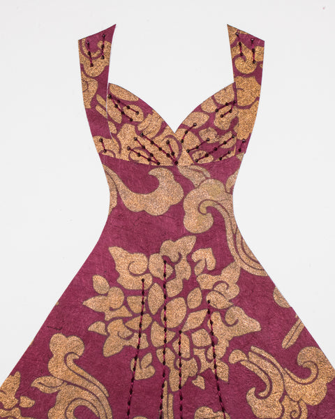 Pinup #034: Pinup dress in wine and copper