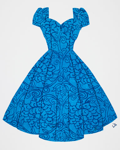 Pinup #037: Pinup dress in blues