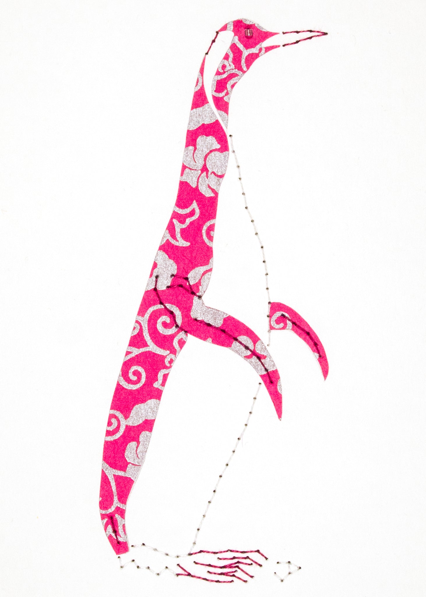 Penguin in Pink & Silver