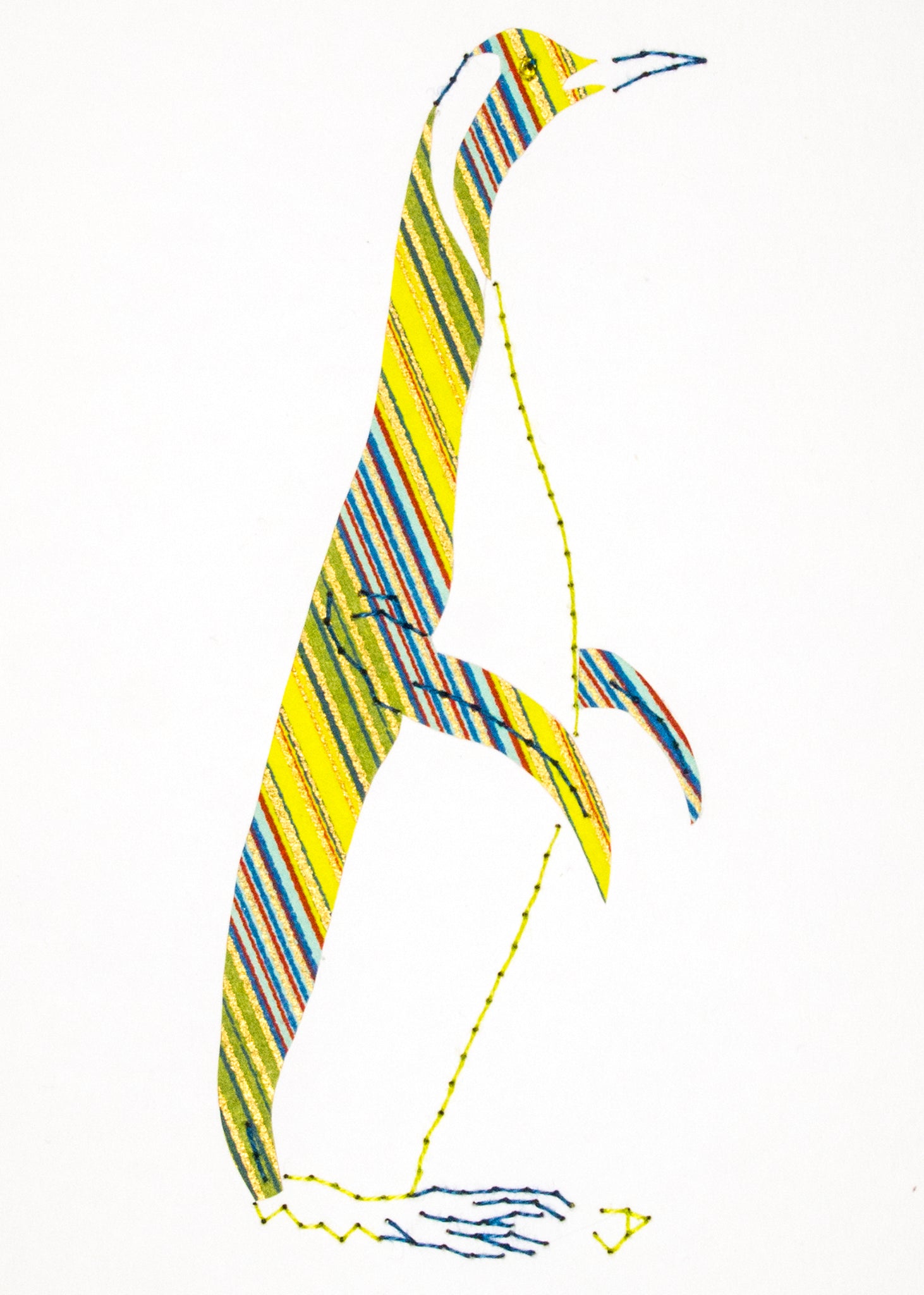 Penguin in Blue & Chartreuse Stripes