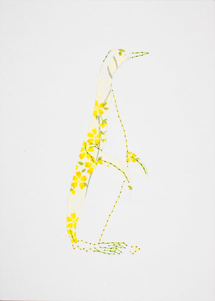 Penguin in Yellow Flowers