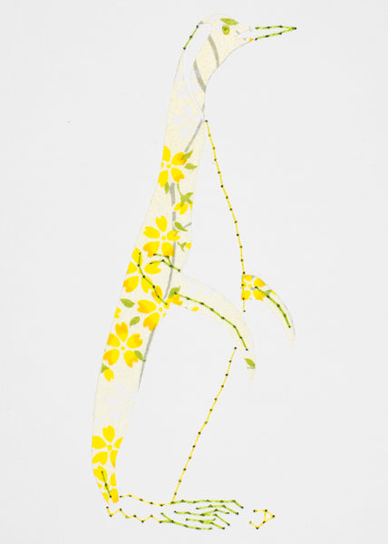 Penguin in Yellow Flowers