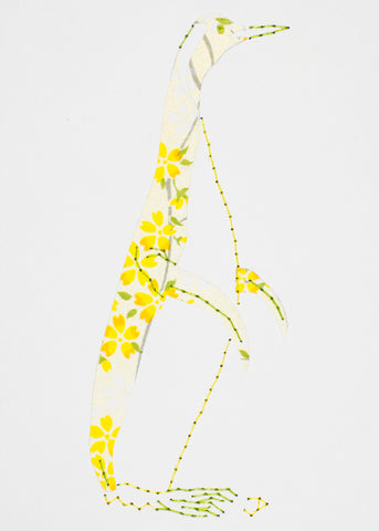 Penguin in Yellow Flowers
