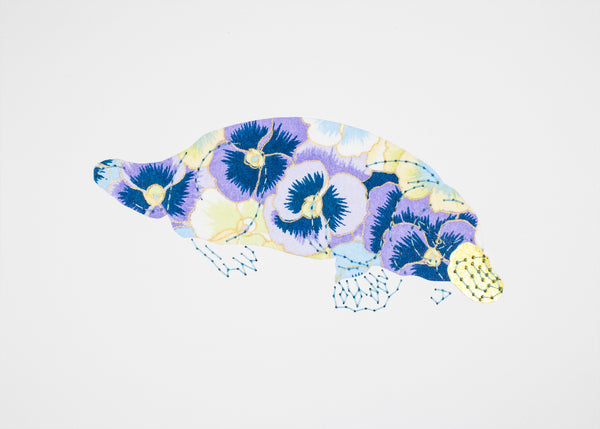 Platypus in Purple Pansies