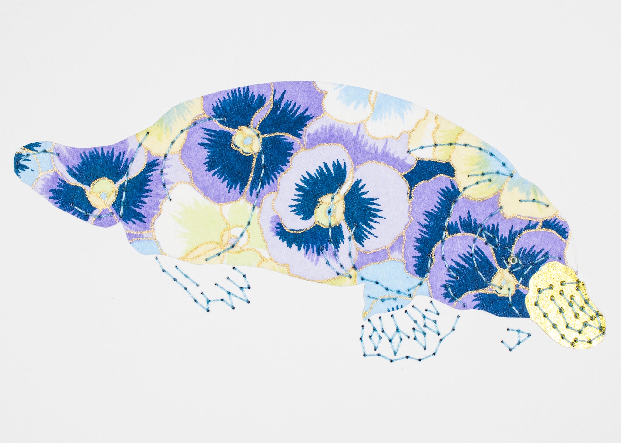 Platypus in Purple Pansies