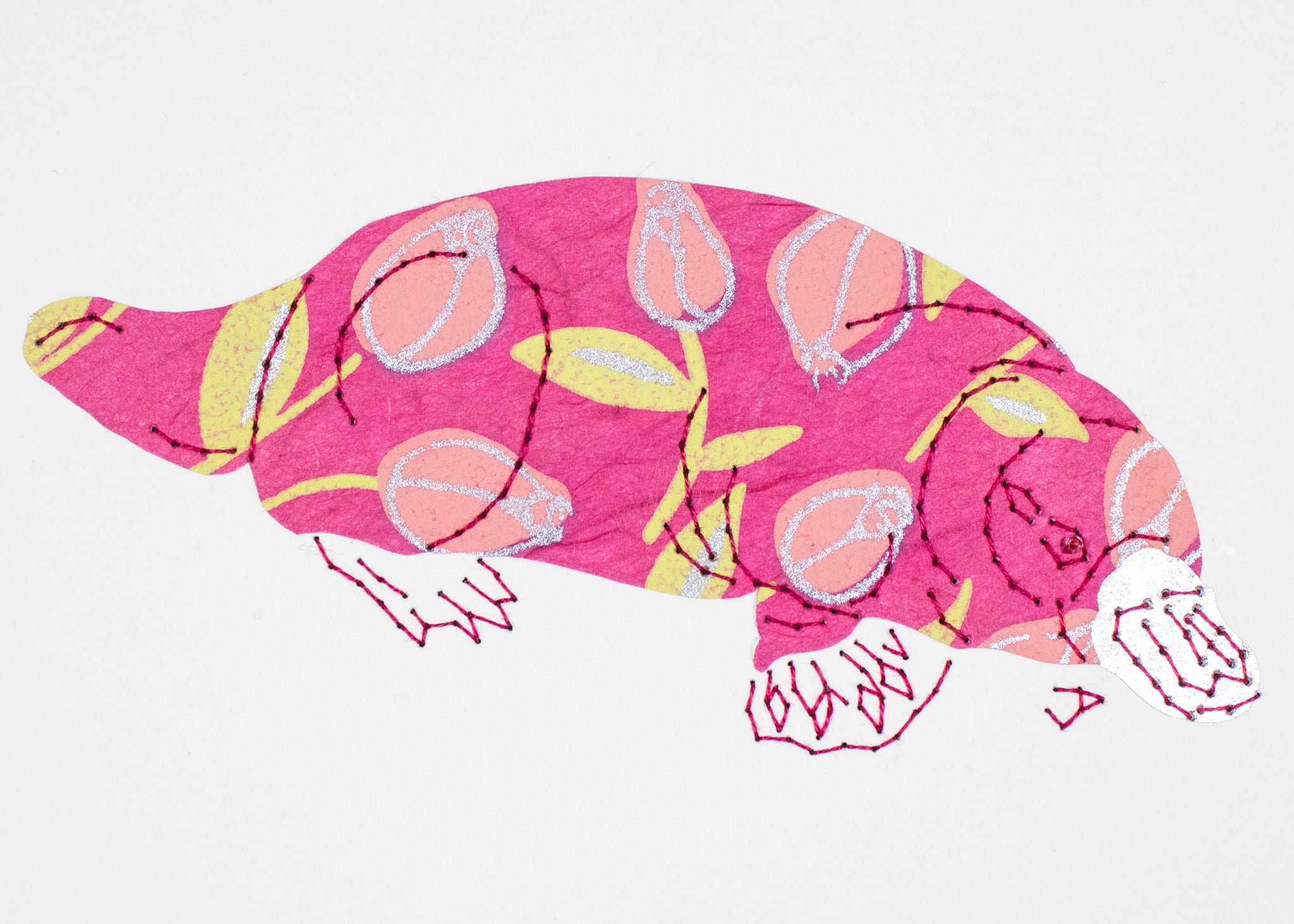 Platypus in Pink with Flowers