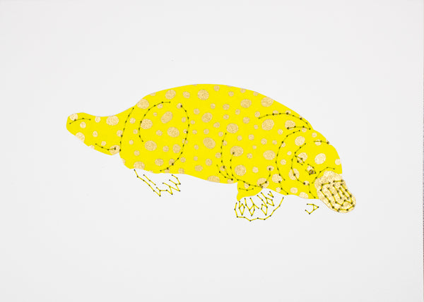 Platypus in Gold Dots on Yellow