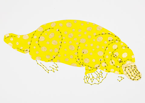Platypus in Gold Dots on Yellow