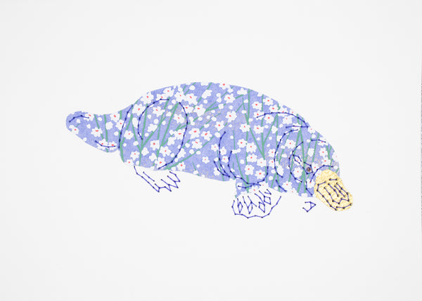 Platypus in Periwinkle Reeds & Gold