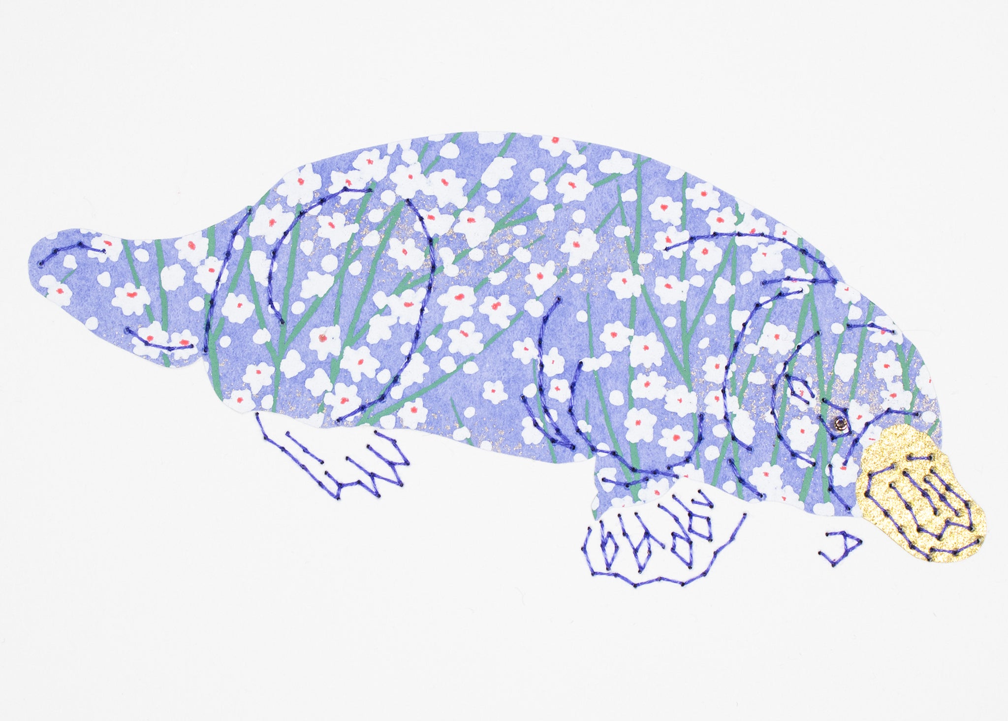 Platypus in Periwinkle Reeds & Gold