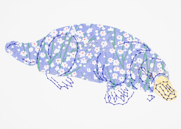 Platypus in Periwinkle Reeds & Gold
