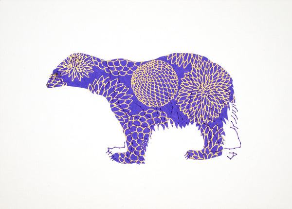 Polar Bear in Gold & Periwinkle