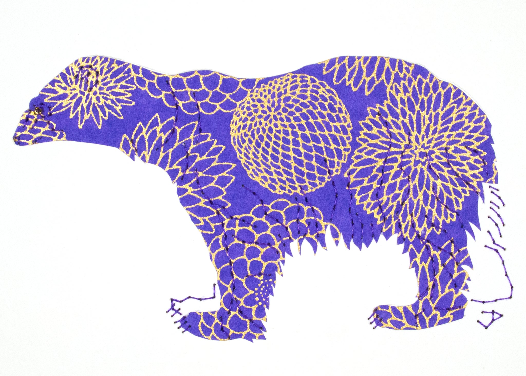 Polar Bear in Gold & Periwinkle