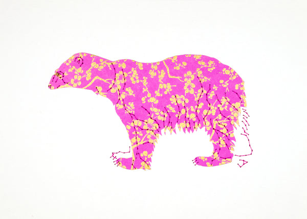 Polar Bear in Red with Gold and Mauve