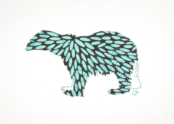 Polar Bear in Turquoise & Black