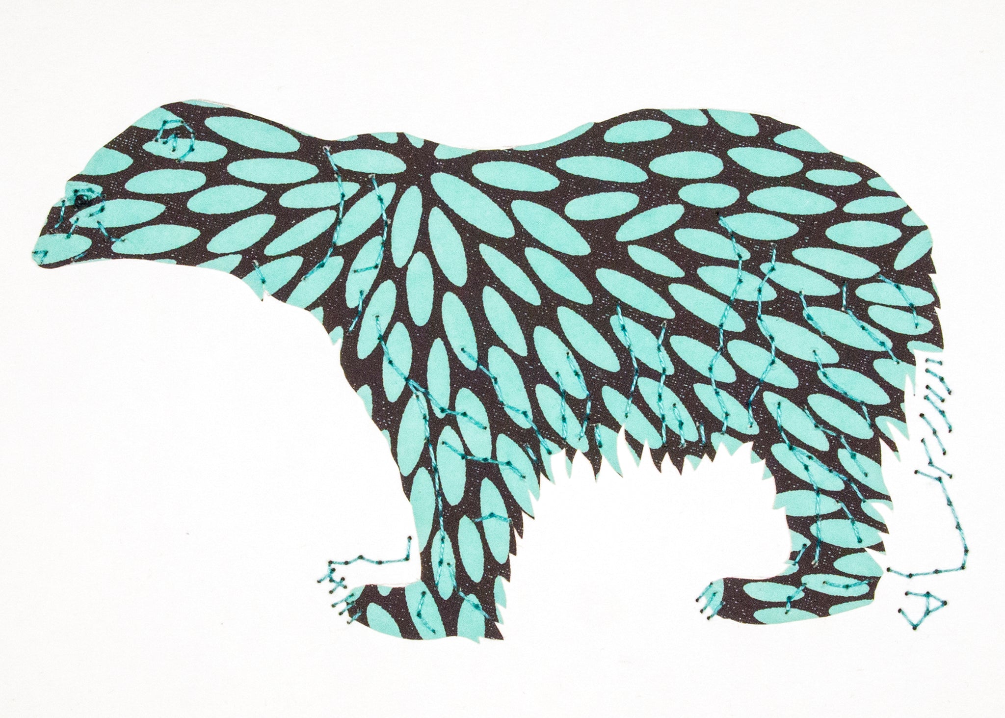 Polar Bear in Turquoise & Black