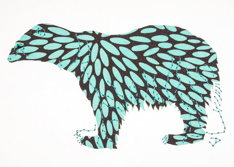 Polar Bear in Turquoise & Black