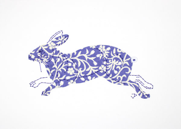 Rabbit in Blue & White Flowers