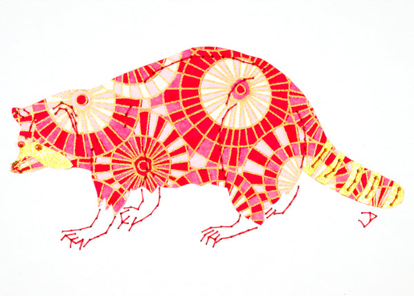 Raccoon in Pink & Gold Circles