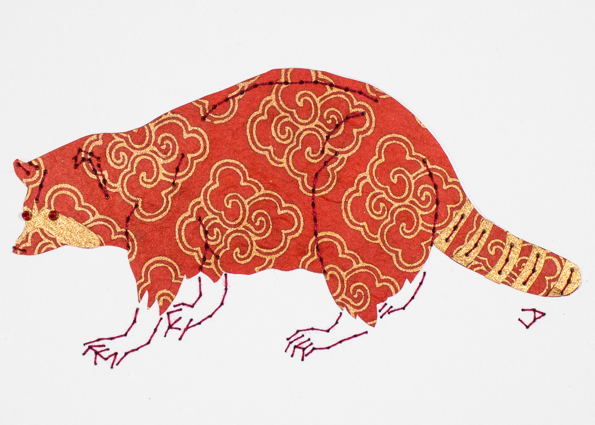 Raccoon in Red & Copper