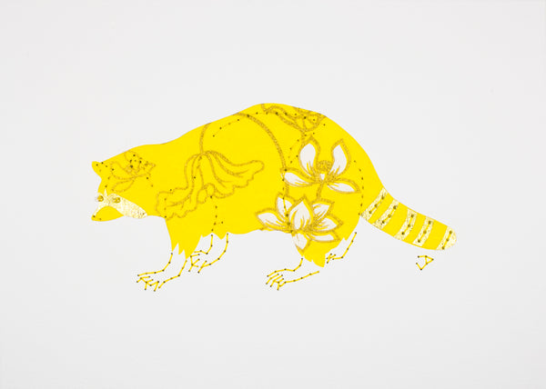 Raccoon in Yellow & Gold