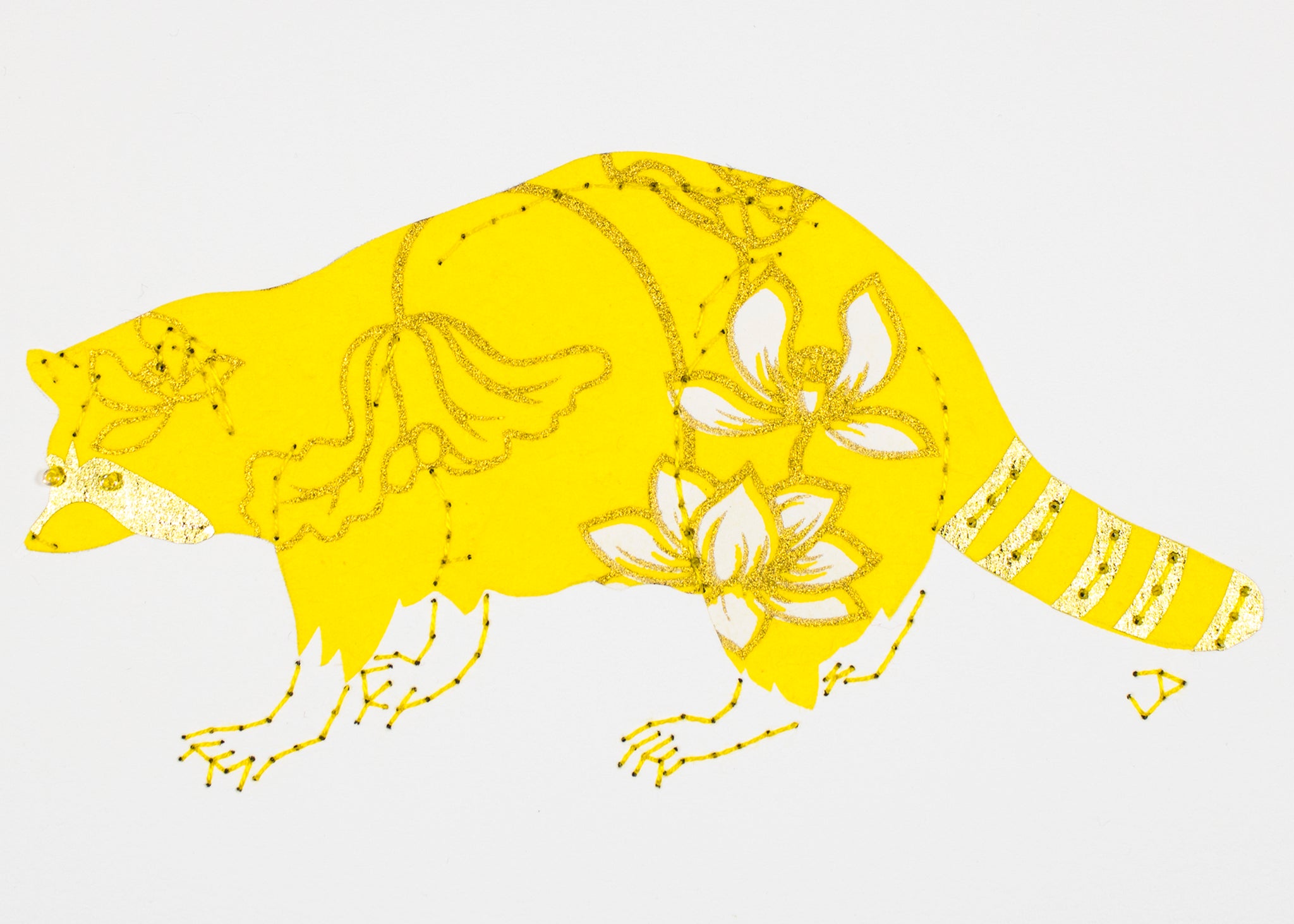 Raccoon in Yellow & Gold