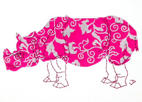 Rhinoceros in Silver & Magenta