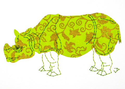 Rhinoceros in Bronze & Lime Green