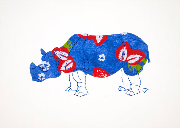 Rhinoceros in Strawberries & Blue