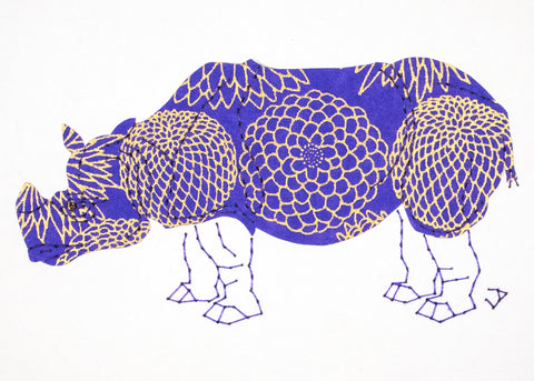 Rhinoceros in Gold & Periwinkle